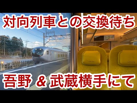 【単線区間あるある光景 !! 】西武秩父線 • 池袋線 001系001-B1F〈Laview〉特急 池袋 行（ちちぶ 76号）吾野駅 & 武蔵横手駅にて対向列車との交換待ちを行って発車するシーン