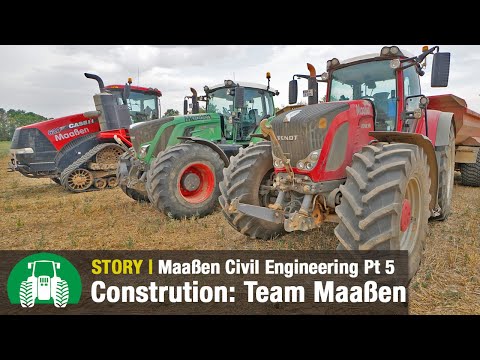 Maaßen Civil Engineering Pt 5 — Construction Site Action (New 68t CAT excavator | Case IH Quadtrac)