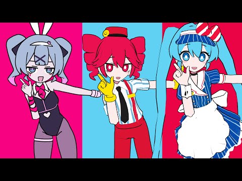 rabbithole miku with mesmerizer miku and teto dancing with doodle song