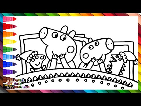 Draw and Color Peppa Pig and George Pig During Christmas 🐷🎄🎅🎁 Drawings for Kids