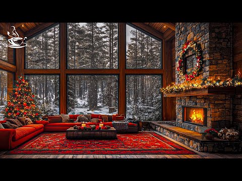 Cozy Winter Ambience❄️Relaxing Jazz Instrumentals & Crackling Fireplace Sounds🔥