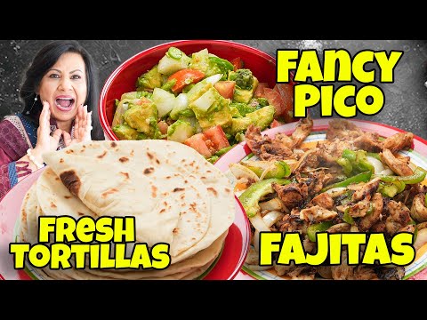 Trio Recipe! Sizzling Fajitas, Fancy Pico and Fresh Flour Tortillas Recipe in Urdu Hindi - RKK