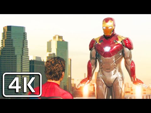 Spider-Man: Homecoming - All Scenes with Iron Man [4K]