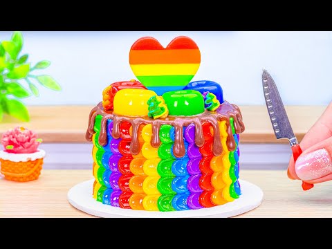 Satisfying Rainbow Cake Recipe with Chocolate Decorating ❤️ Mini Cake for Special Occasions