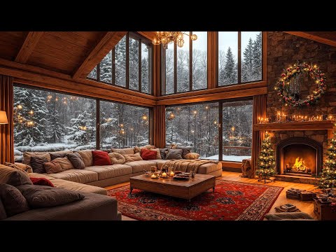 Relaxing Instrumental Christmas Jazz Music at Cozy Winter Living Room Ambience 🎄 Jazz Relaxing Music