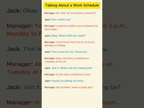 Basic English Conversation: Talking About a Work Schedule. #Shorts