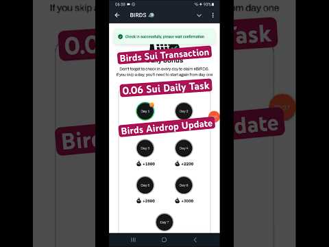 Birds Airdrop Daily Check In Task | Birds Airdrop Sui Transaction #shorts #birdsairdrop #suiairdrop