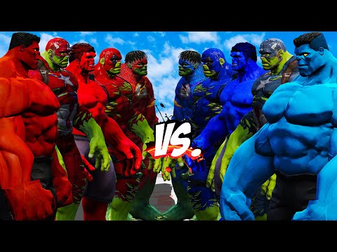 TEAM RED HULK VS TEAM BLUE HULK(CAPTAIN HULK, DEADPOOL HULK, FLASH HULK) - EPIC SUPERHEROES WAR