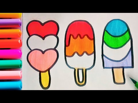 Drawing and Painting Colorful 3 Popsciles for Kids & Toddlers | Simple Drawing, Coloring #drawing