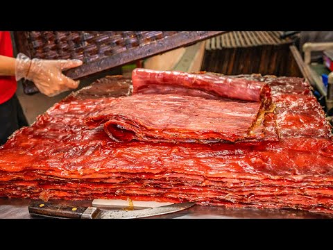 像毛毯一樣柔軟！40年老店肉干製作｜The Process of Making Pork Jerky｜九九肉干