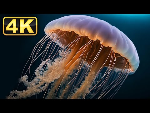 4K Magical Multi-Colored Jellyfish Screensaver with Calming Meditation Music! UHD