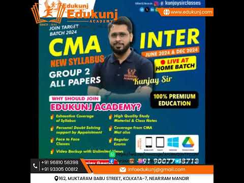 CMA Inter New Batch For Dec 2023 is Coming