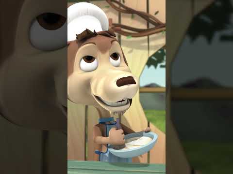 COCINANDO UN PASTEL DE BANANA / MI PERRO CHOCOLO 🐾  CANCIONES INFANTILES #shorts #shortsinfantil