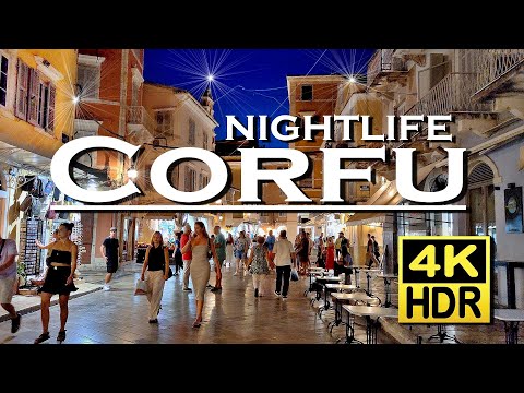 Corfu Old Town Nightlife, Restaurants, Bars, Shops in 4K HDR (UHD) 💖 The best places 👀 Walking tour