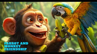 Cartoon Adventures for Kids | kids Bedtime story Cartoon Series | Parrot and Monkey friendship story