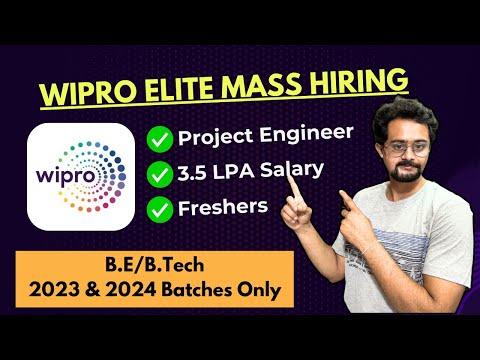 Wipro Elite Mass Hiring🔥 for 2023 & 2024 Batch✅| Project Engineer | 3.5 LPA Salary | Freshers Hiring