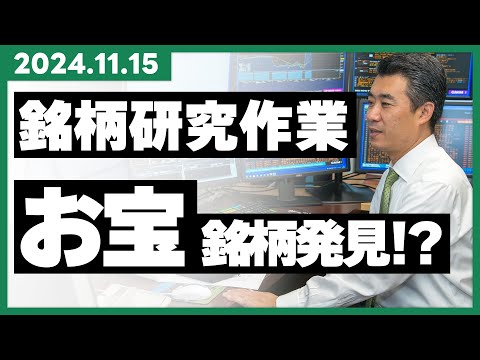 【2024年11月15日 銘柄研究作業】　お宝銘柄、発見！？【株式投資のプロの銘柄選び】