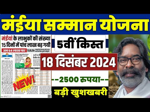 👩 मंईया सम्मान योजना 5वी किस्त 2024 | maiya samman yojana 2500 kab aayega | maiya samman yojana 2024