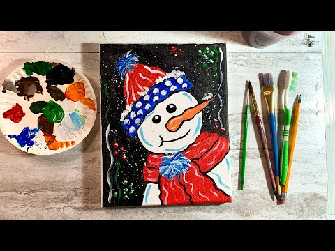 Frosty The Snow Easy Canvas Painting For Beginners Step-by-step | Paint With Me!