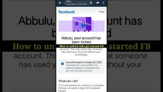 How to unlock fake get started locked account  #Fakegetstartedlockedfacebook #Shorts #shortsvideo