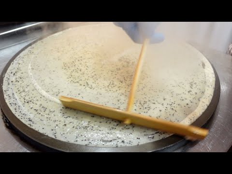 Have you ever seen crepe dough like this? Rare crepe made with black tea leaves