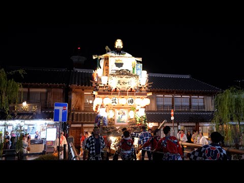 佐原の大祭2024秋　仲川岸区　初日夜　中橋で小野川を渡る