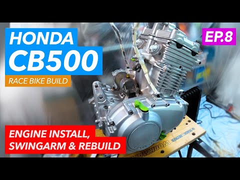 Honda CB500 Engine install, rebuilding the bike, swingarm & exhaust (Part 8)