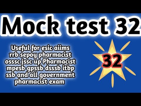 mock test32forgovernmentpharmacistexam preparation#rrbpharmacistexam#ossscpharmacistandmphwexam2024