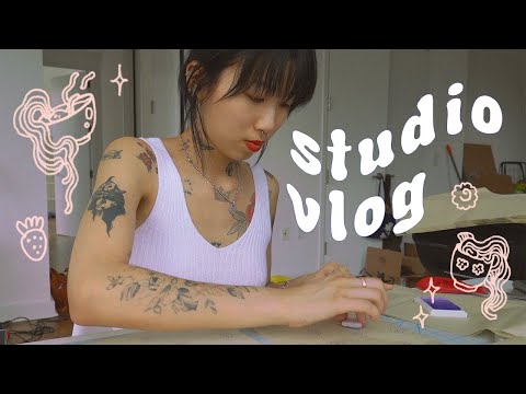 STUDIO VLOG// tattooing, making pins, packing orders 🌿