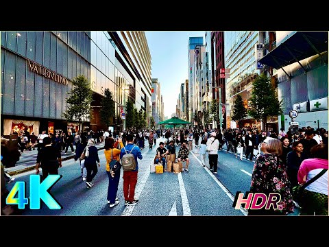 Japan | Ginza Tokyo Walk | Relaxing Weekend Walk • 4K HDR