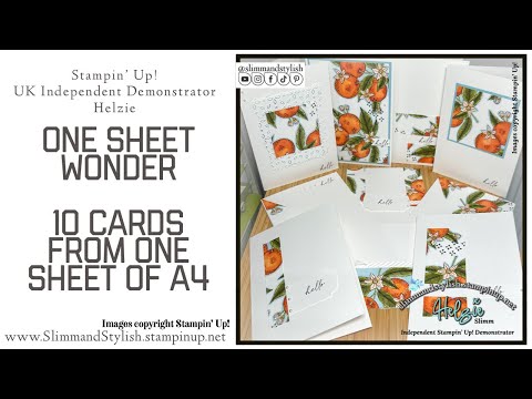 TEN Cards from 1 sheet of A4??  Stampin' Up! Citrus Blooms One Sheet Wonder - Template included.