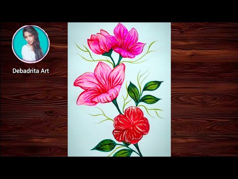 Very Easy flower drawing steps for beginners || Debadrita Art