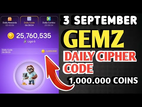 3 SEPTEMBER GEMZ DAILY CIPHER TODAY CODE | GEMZ DAILY CODE TODAY | GEMZ COIN DAILY CODE