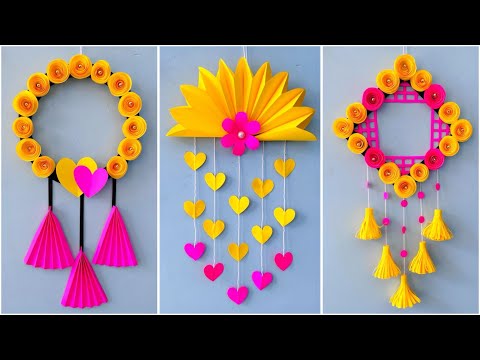 3 Easy and Quick Paper Wall Hanging Ideas / A4 sheet Wall decor / Cardboard  Reuse /Room Decor DIY