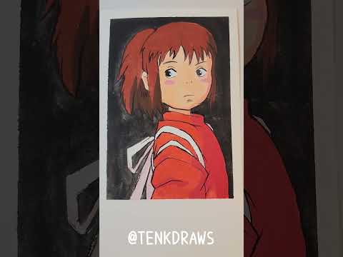 Drawing ghibli with gouache #ghibli #anime #gouache #himi #tenkdraws