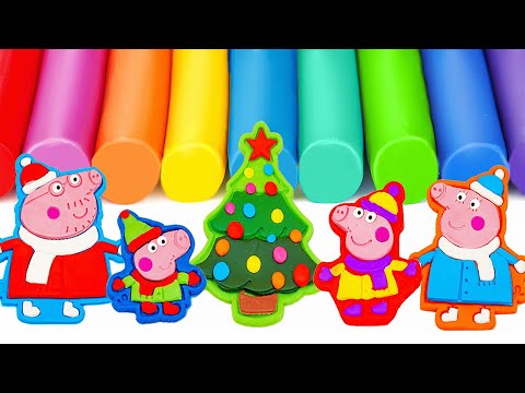 Create Peppa Pig Christmas Family with Play Doh | Learn Colors | Preschool Toddler Learning Video