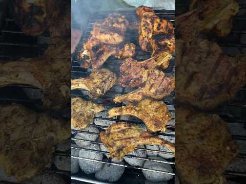 Cooking chicken and steak on a BBQ #bbq