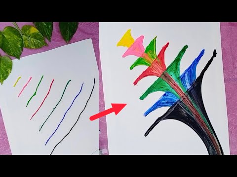 Thread Painting Tutorial🎨😍String Pull Technique||How To Paint Using Thread #craftwithsunshine #art