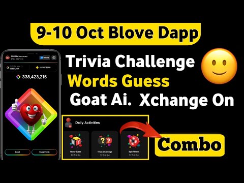 9 October blove dapp trivia challenge & words guess combo | blove trivia, blove words code, blove |