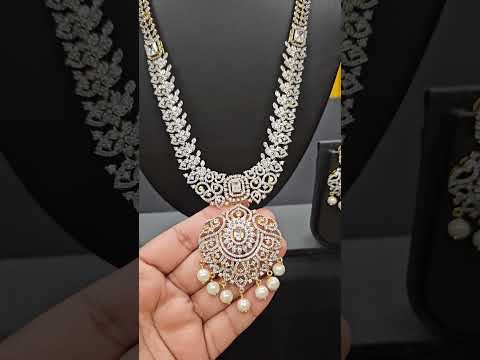 Beautiful CZ Long Necklace Set @$65! #longharam #haram #necklaceset  #fashion #jewelry #jewellery