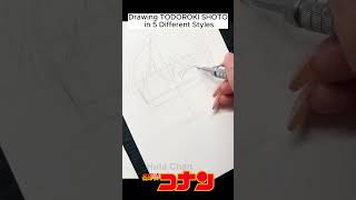 Drawing TODOROKI SHOTO in 5 Different Styles | #shorts  #heroacademy