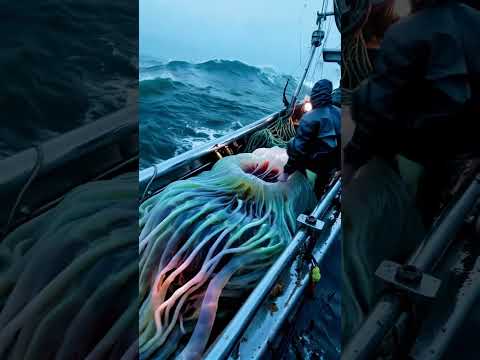 STRANGE  sea jelly captured by fishermen🌊🐟