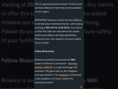 Hamster Kombat listing on Binance confirmed How to deposit Hamster on binance #hamsterkombat