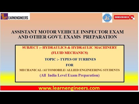 TYPES OF TURBINE FROM HYDRAULICS FOR ASSISTANT MOTOR VEHICLE INSPECTOR EXAMS AND OTHER GOVT EXAM