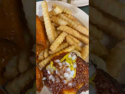 Old Fashioned Cheeseburger with Wings and Fries