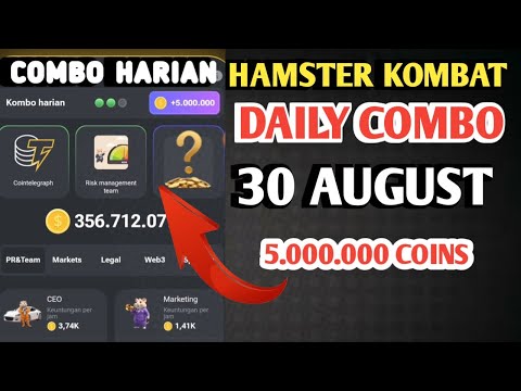 COMBO HARIAN HAMSTER KOMBAT HARI IN 30 AGUSTUS 2024 | HAMSTER KOMBAT DAILY COMBO TODAY CARDS AUGUST