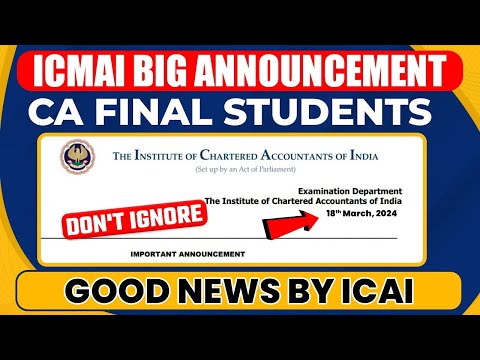 Big Update: ICAI Released CA Final Nov 2023 Suggested Answers | ICAI Announcement | Good News