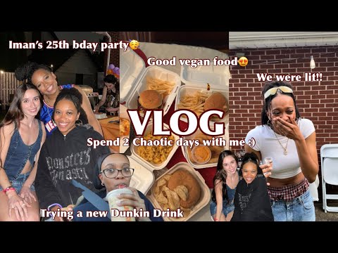 Vlog| a chaotic 2 days, Y2K Party, trying a new Dunkin’ Drink, Iman’s birthday party💗😊