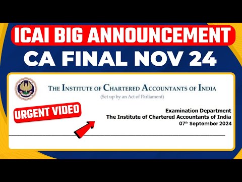 ICAI Big Announcement | CA Final Nov 24 | ICAI Announced MTP Series 1 & 2 for CA Final Nov 2024