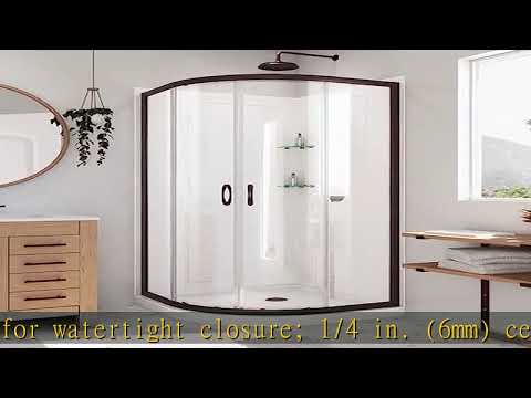 DreamLine Prime 33 in. x 76 3/4 in. Semi-Frameless Clear Glass Sliding Shower Enclosure in Oil Rubb